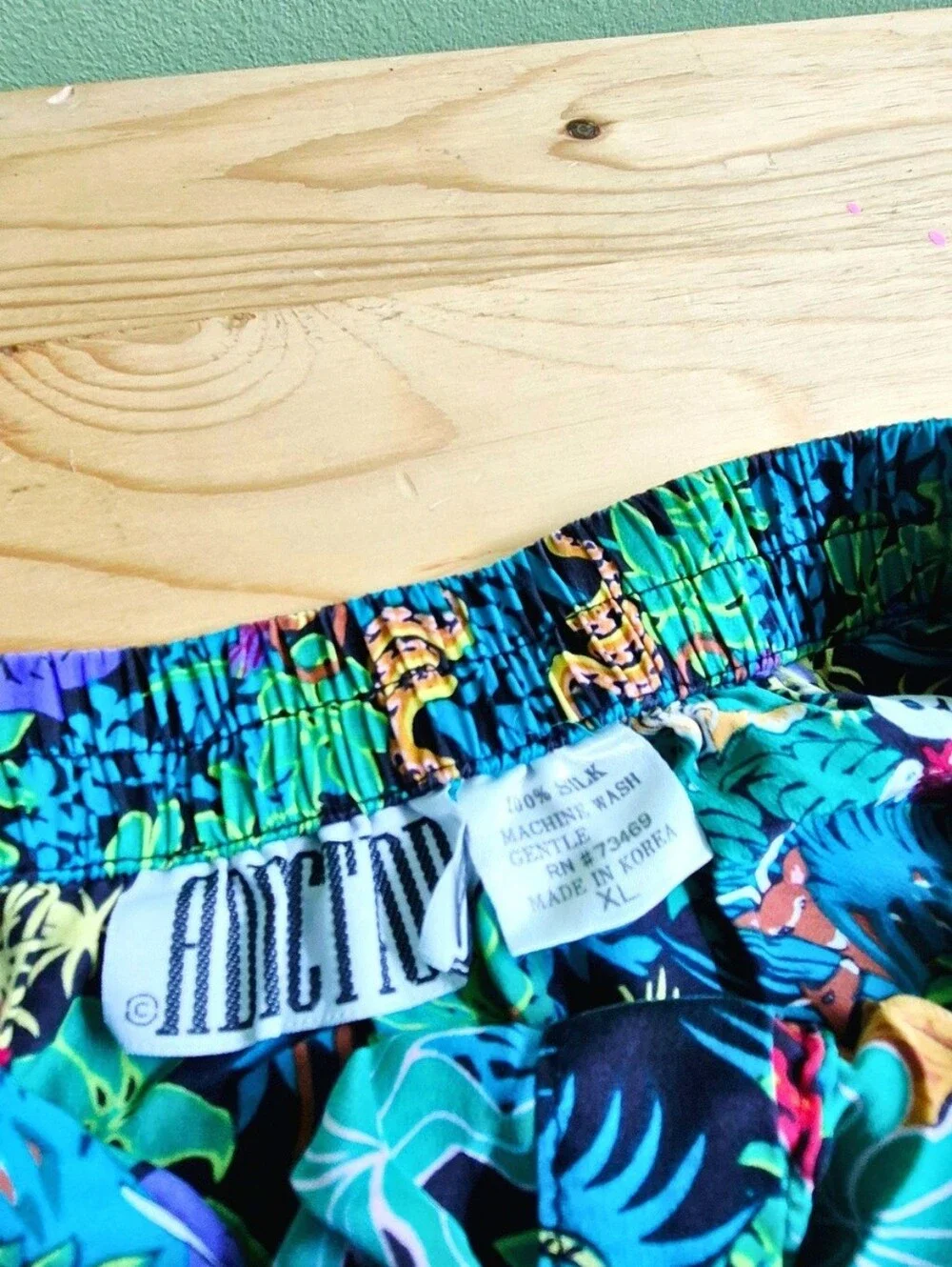 Vintage 100% Silk Neon Jungle Print Shorts / Boxers